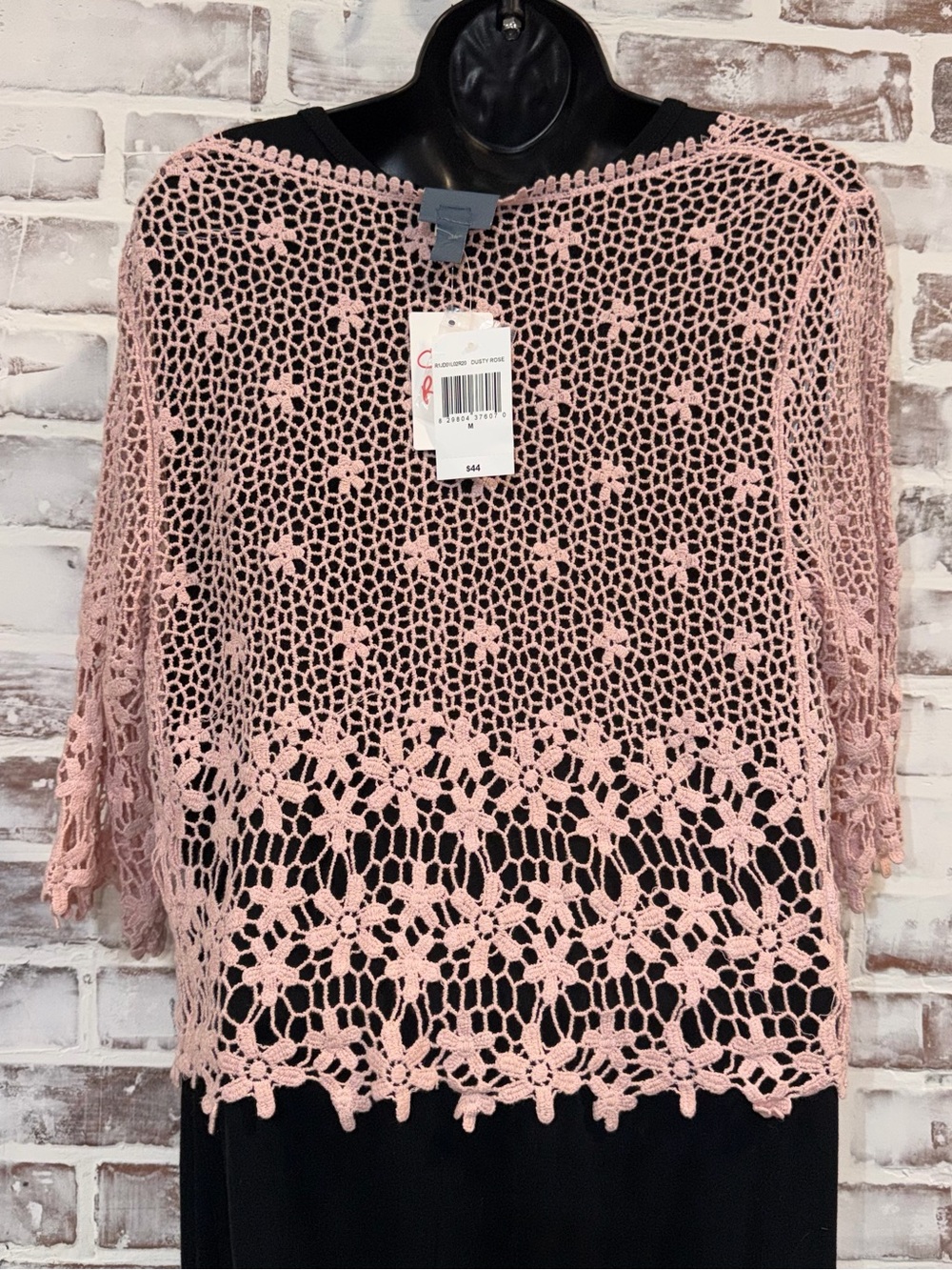 Rabbit Rabbit Rabbit Dusty Pink Crocheted Bolero Cardigan medium - Picture 4 of 5